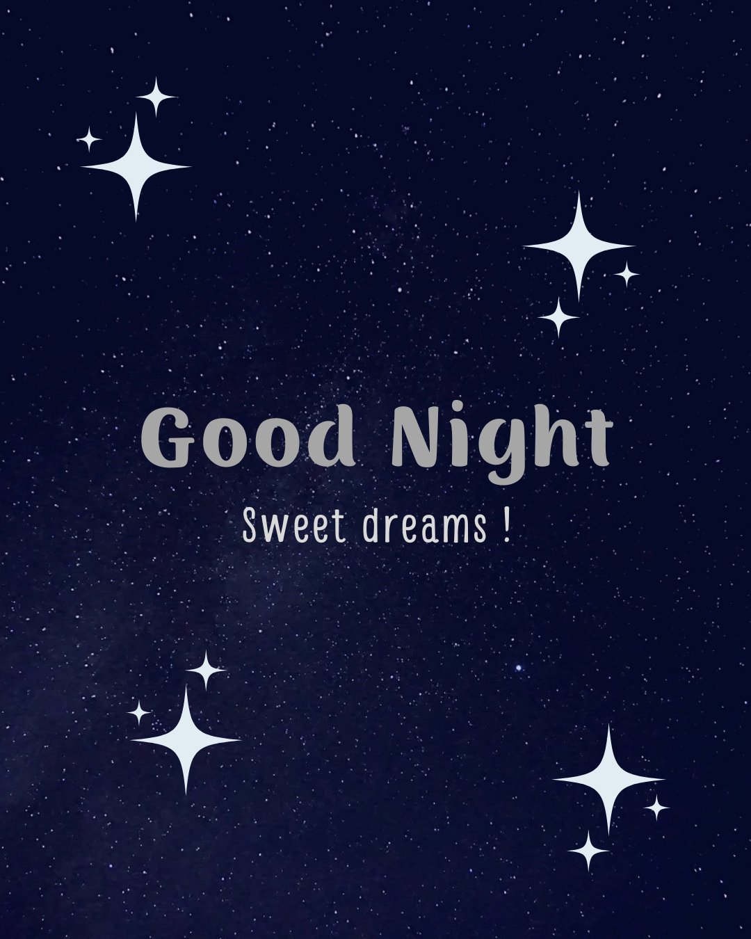 Graphic of stars on dark background with the words Good Night Sweet Dreams!